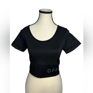 Offline by Aerie Women’s size Large stretch Black Ribbed Crop Top workout